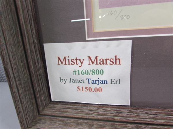 Signed & Numbered Janet Tarjan Erl Framed Misty Marsh Picture