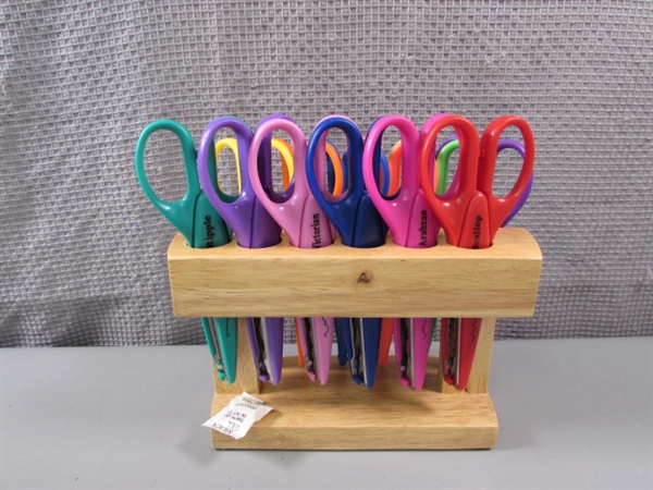 New- Set of 12 Craft Scissors with Stand