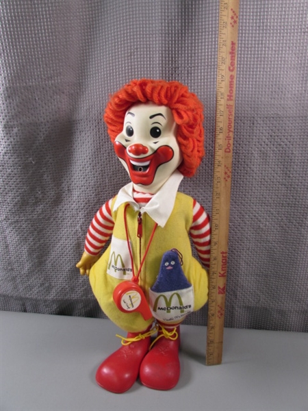 Vintage 1978 Ronald McDonald Doll with Grimace and Whistle