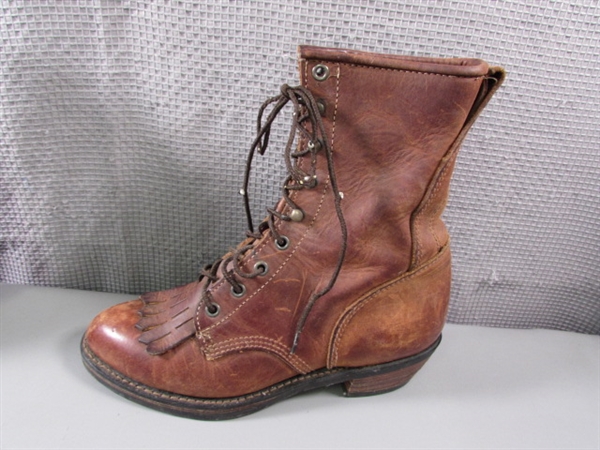 Women's Lace Up Leather Boots 9M