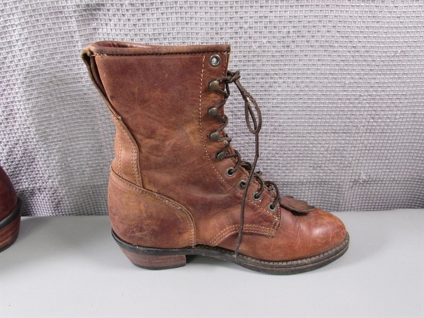 Women's Lace Up Leather Boots 9M