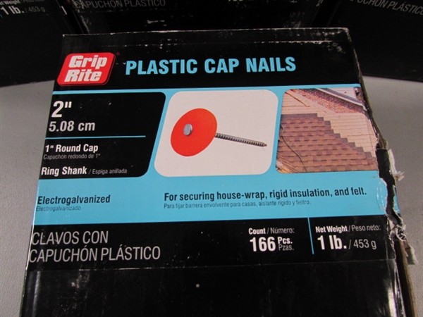 4 BOXES GRIP RITE PLASTIC CAP NAILS