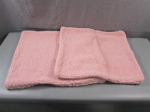 PAIR OF PINK SHERPA PILLOW COVERS
