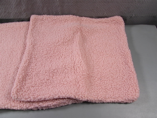 PAIR OF PINK SHERPA PILLOW COVERS