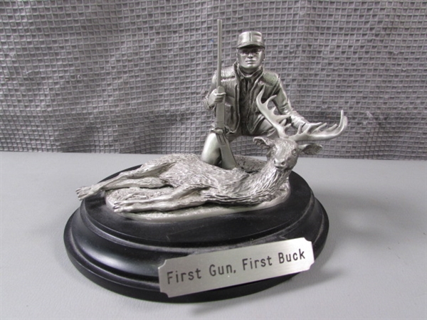 First Bass and First Gun, First Buck Pewter Figurines- Both Numbered