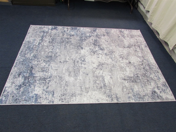 BH&G NAVY ABSTRACT WASHABLE AREA RUG