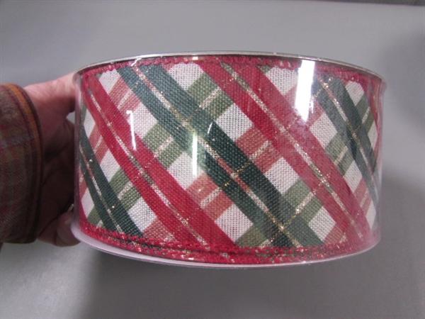 NEW - 6 ROLLS WIRED EDGE CHRISTMAS RIBBON 1.5 & 2.5