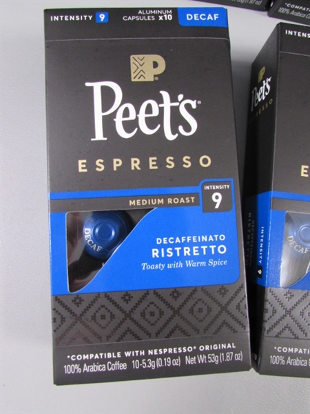 100 PEET'S DECAF COFFEE PODS - NESPRESSO - BB 10/2021