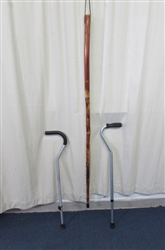 56" WOODEN WALKING STICK & 2 CANES