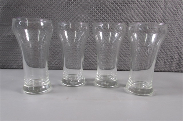 MIRROR POND BEER TAP HANDLE & 4 BEER GLASSES