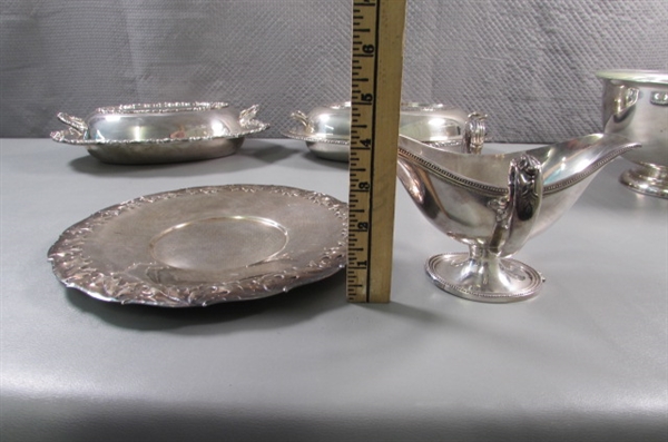 LARGE LOT OF SILVERPLATE SERVING PIECES