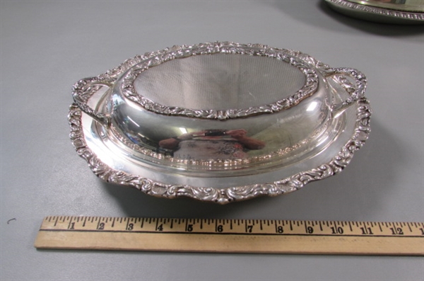 LARGE LOT OF SILVERPLATE SERVING PIECES