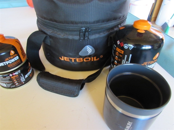 JETBOIL PORTABLE STOVE, FUEL, AND GSI OUTDOOR SUPPLIES