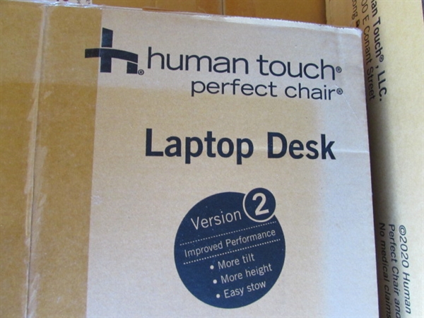 HUMAN TOUCH PC 420 ZERO GRAVITY CHAIR , UPHOLSTERY PACKAGE AND LAPTOP DESK
