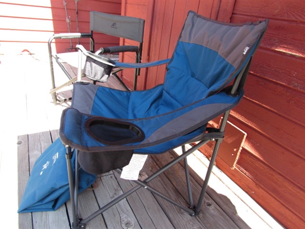 REI EXTRA LARGE CAMP CHAIR AND ALPS FOLDING CHAIR