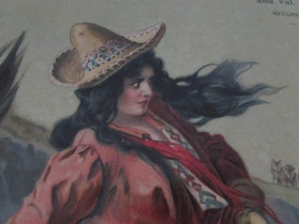 1950's STETSON COWBOY HAT ADVERTISING POSTER, SOUTHWESTERN STYLE COWGIRL