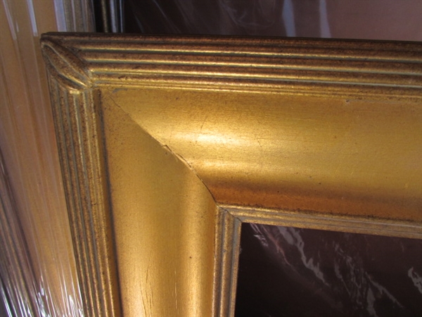 4 GOLD ART FRAMES OF SAME STYLE DIFFERENT SIZES
