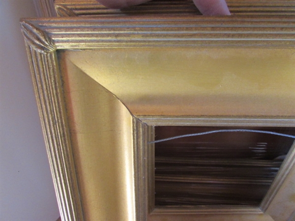 4 GOLD ART FRAMES OF SAME STYLE 2 DIFFERENT SIZES