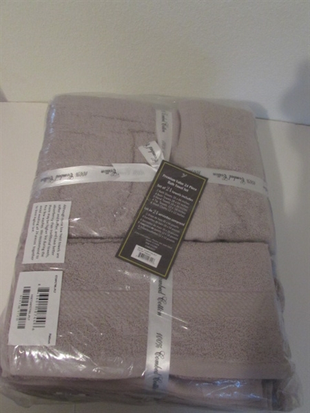 NEW IN PACKAGING- SIMPLY VERA BATH TOWEL OVERSIZED AND 24 PIECE TOWEL SET (GREY)