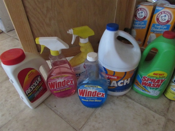 LARGE ASSORTMENT OF KITCHEN AND LAUNDRY CLEANING SUPPLIES