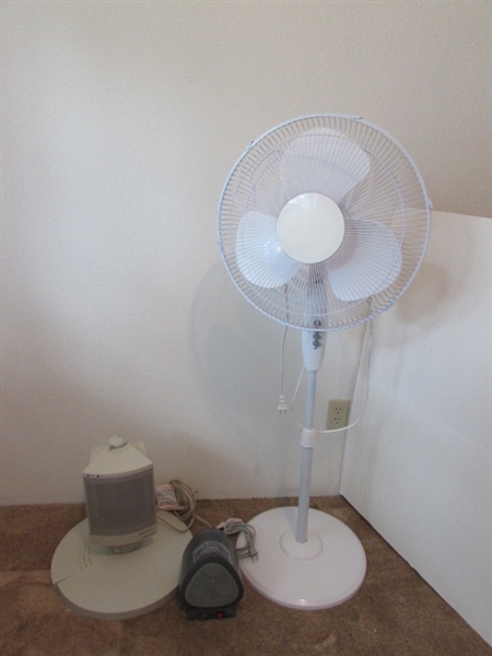 2 PORTABLE HEATERS AND STANDING FAN