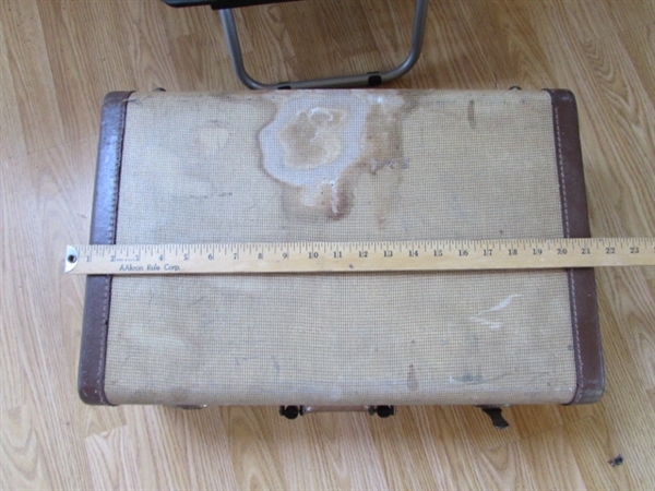 VINTAGE SUITCASE, LUGGAGE CART AND CASE