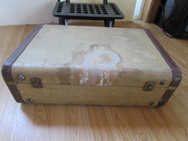 VINTAGE SUITCASE, LUGGAGE CART AND CASE