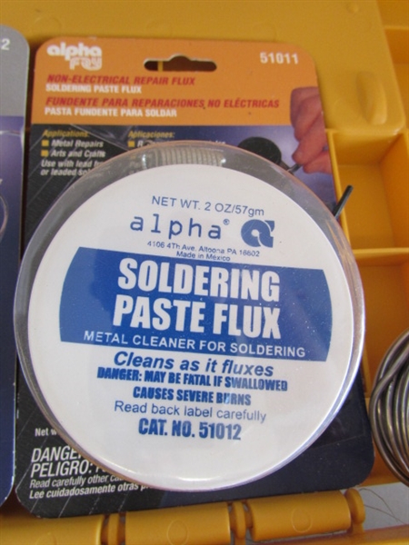 SOLDERING IRON, PASTE AND WIRE IN BOX