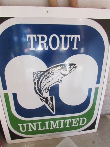 FISHING POLES AND TROUT SIGN