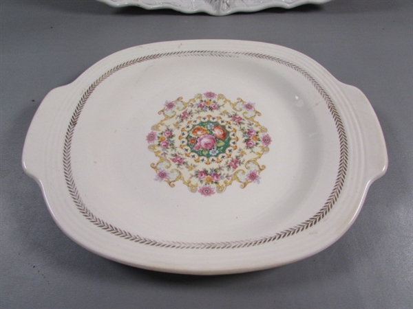 LARGE ITALIAN SERVING TRAY & ANTIQUE PLATE