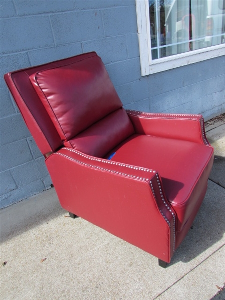 RED FAUX LEATHER RECLINER