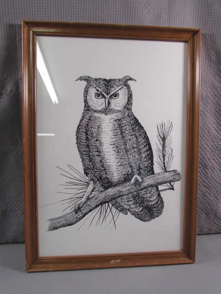 PEN & INK OWL DRAWING BY BJ SOS