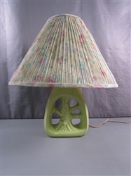 MID CENTURY "TREE" CERAMIC LAMP W/FLORAL SHADE