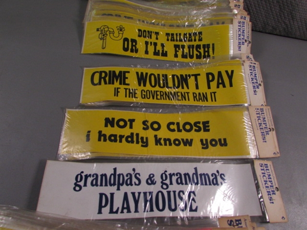 LARGE ASSORTMENT OF VINTAGE BUMPER STICKERS