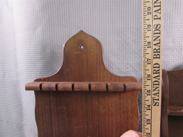 2 WOODEN SOUVINIER SPOON DISPLAYS W/BOTTOM COMPARTMENTS