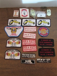 ASSORTED MOTORCYCLE THEMED PATCHES, STICKERS & MORE