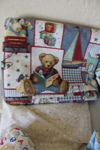 FABRIC TEDDY BEAR WITH COMPLEMENTARY STAR PRINT, FLORALS AND GORGEOUS BUTTERFLY PRINT