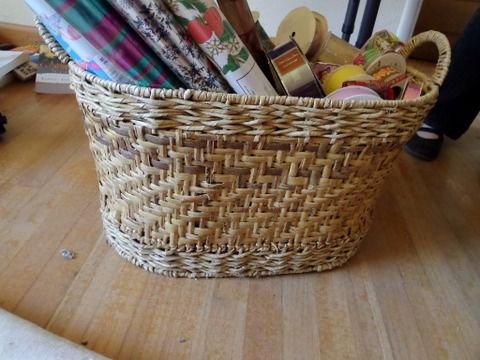  LARGE BASKET FULL OF WRAPPING PAPER, FOILS AND RIBBONS