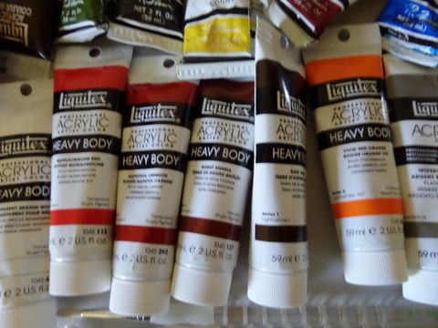 VARIETY OF ACRYLIC PAINTS, BRUSHES, PAINT PALLETS AND DID i MENTION BRUSHES?