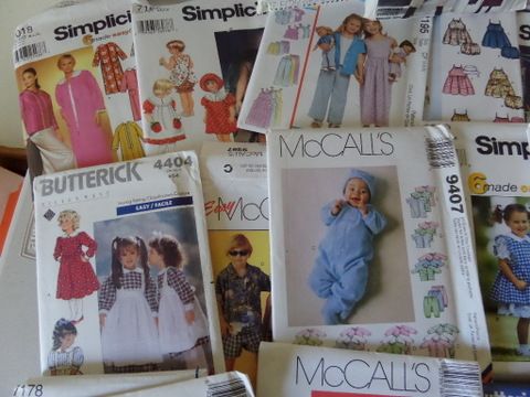 OLD BUTTON COLLECTION, SEWING PATTERNS, KIDS AND LADIES, RICK RACK, BIAS TAPE AND MORE