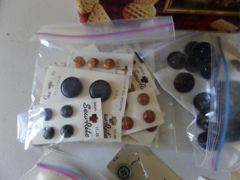 OLD BUTTON COLLECTION, SEWING PATTERNS, KIDS AND LADIES, RICK RACK, BIAS TAPE AND MORE