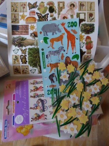 SCRAPBOOKING SUPPLIES - CARD STOCK, STICKERS, FOAM STAMPS, INK PADS, WALL STENCILS