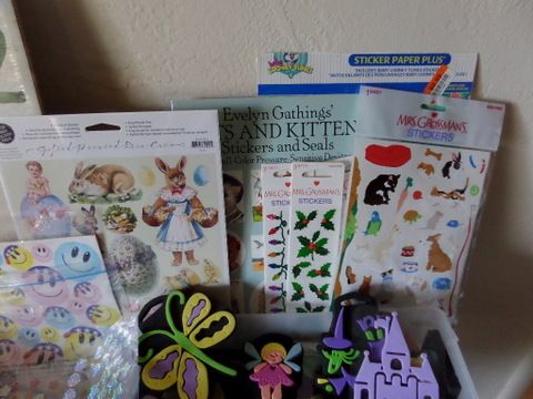 SCRAPBOOKING SUPPLIES - CARD STOCK, STICKERS, FOAM STAMPS, INK PADS, WALL STENCILS