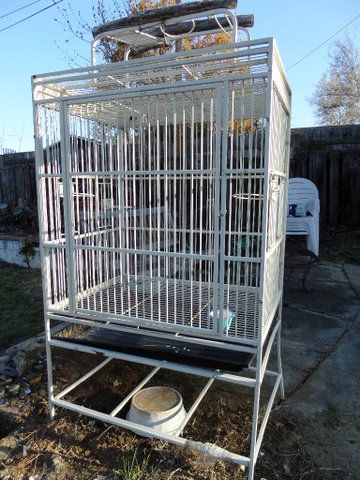 BIRD CAGE FOR LARGE BIRD WITH DOUBLE PERCHES ON TOP