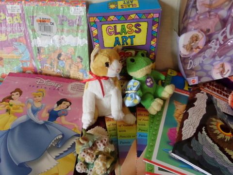 KIDS STUFF, BARBIES,  FLASH CARDS, TOYS, BOOKS, NOTE PADS, STUFFED TOYS