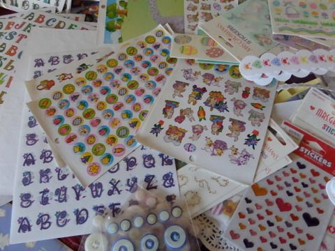 STICKER MANIA SCRAPBOOKING STICKERS TWO BIG FILES FULL,  BUTTONS AND MORE