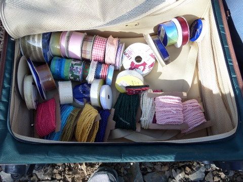 SUITCASE FULL OF RIBBON AND TRIMS