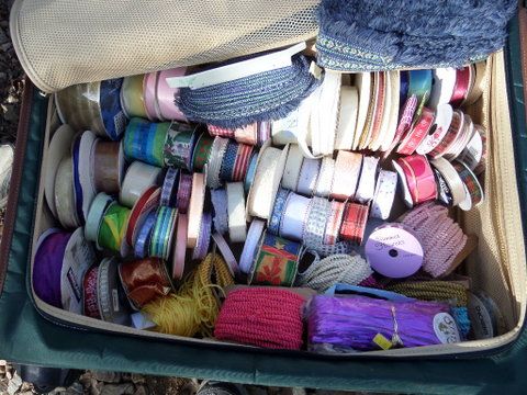 SUITCASE FULL OF RIBBON AND TRIMS