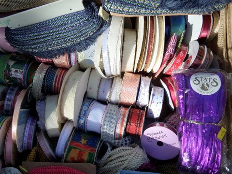 SUITCASE FULL OF RIBBON AND TRIMS