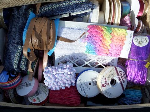 SUITCASE FULL OF RIBBON AND TRIMS